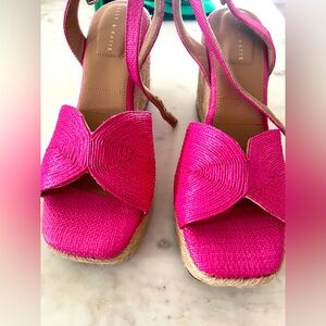 Hot Pink Espadrille Wedge Sandals size 10 Never Worn